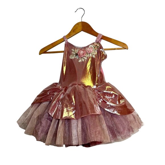 Tutu School Pink Ballerina Dress Girls 4/5 | Shimmery Rose Ballet Costume with F - Picture 4 of 11